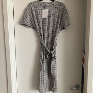 Zara Comfy Long Gray Plaid Shirt Dress